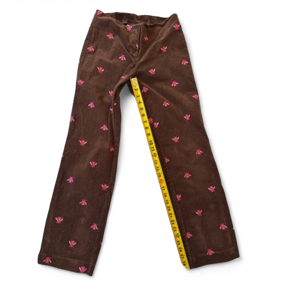 Vintage Lilly Pulitzer Embroidered Pink Bee Brown Corduroy Pants Cottagecore Y2K - Picture 6 of 8